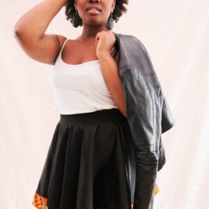 Black Wet-Look Skater Skirt