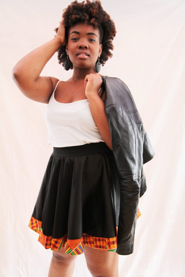 Black Wet-Look Skater Skirt