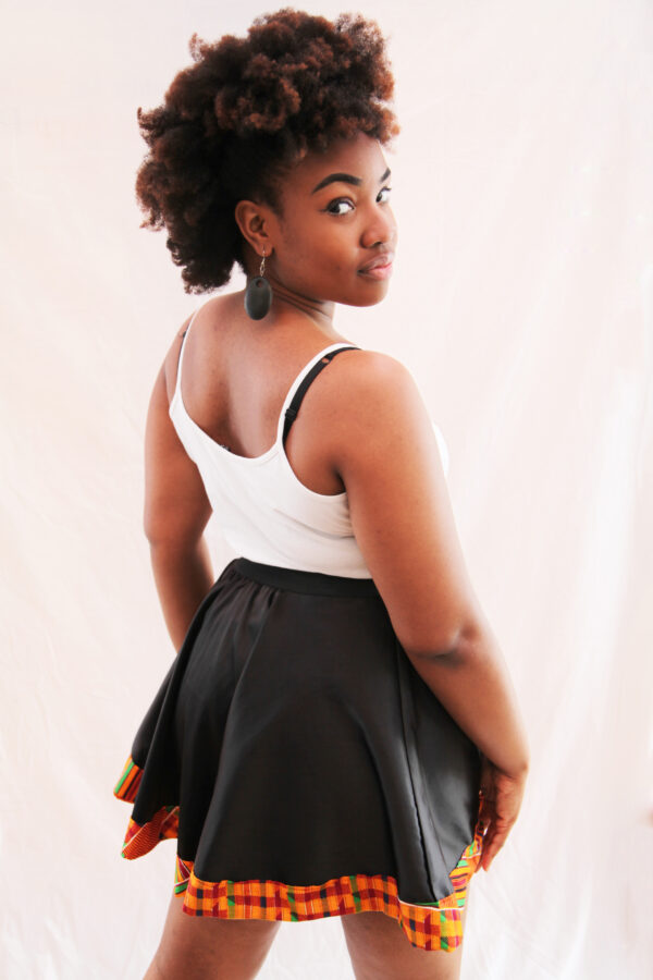 Black Wet-Look Skater Skirt - Image 3