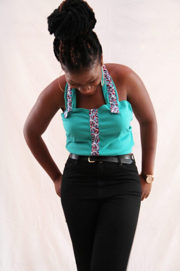 Blue Halterneck Crop Top