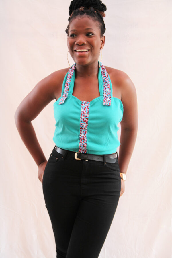 Blue Halterneck Crop Top - Image 2