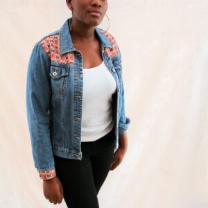 Pink and Blue Denim Jacket