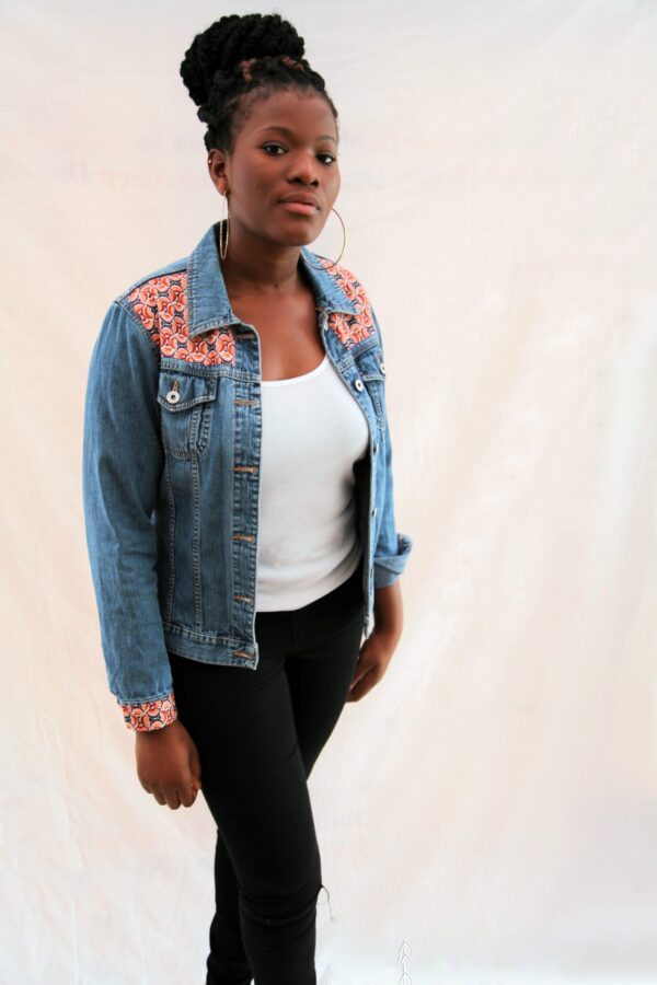 Pink and Blue Denim Jacket