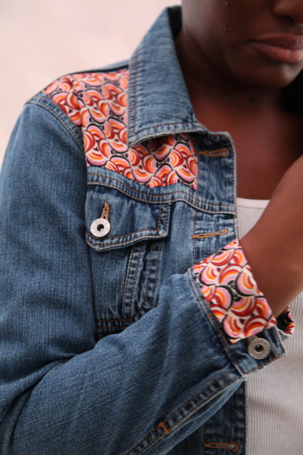 Pink and Blue Denim Jacket - Image 4
