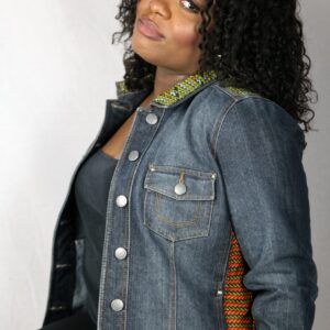Brown and Blue Denim Jacket
