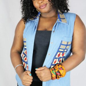 Blue Sleeveless Jean Vest