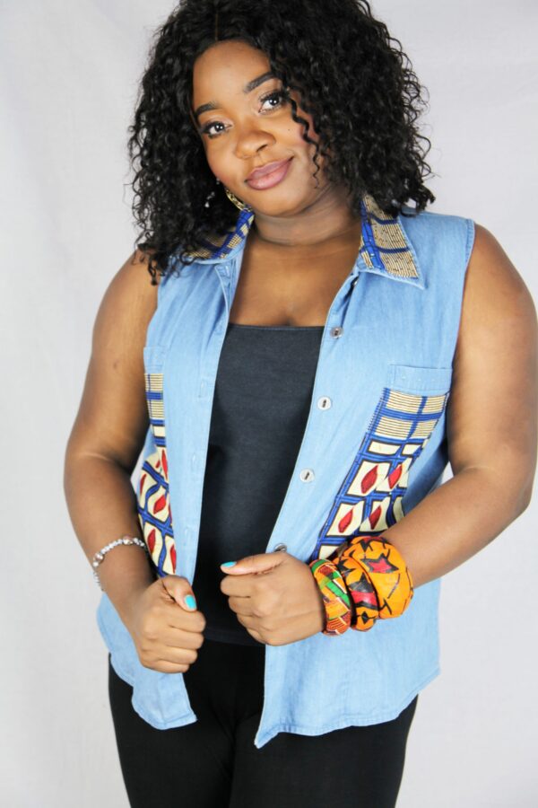 Blue Sleeveless Jean Vest