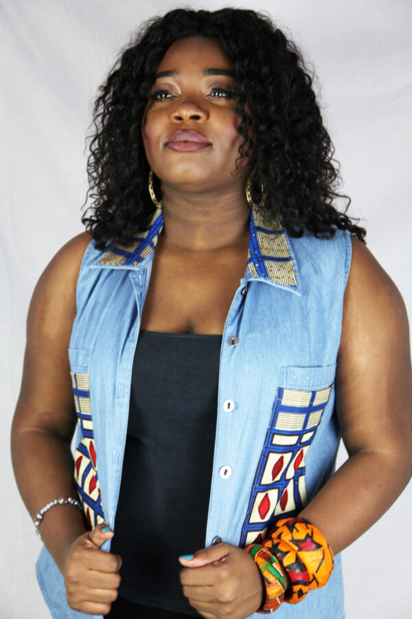 Blue Sleeveless Jean Vest - Image 2