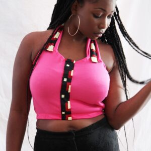Pink Halter Neck Crop Top
