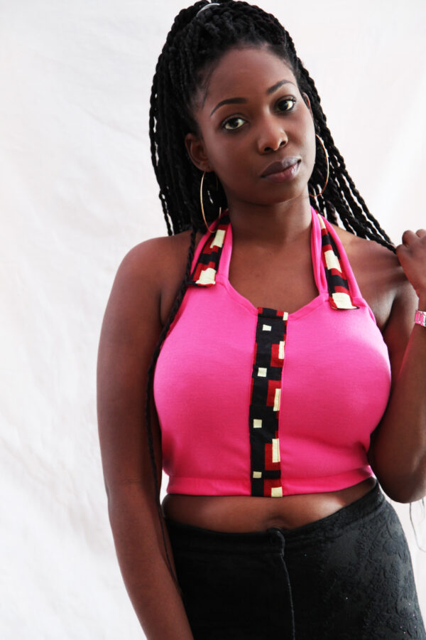 Pink Halter Neck Crop Top - Image 2