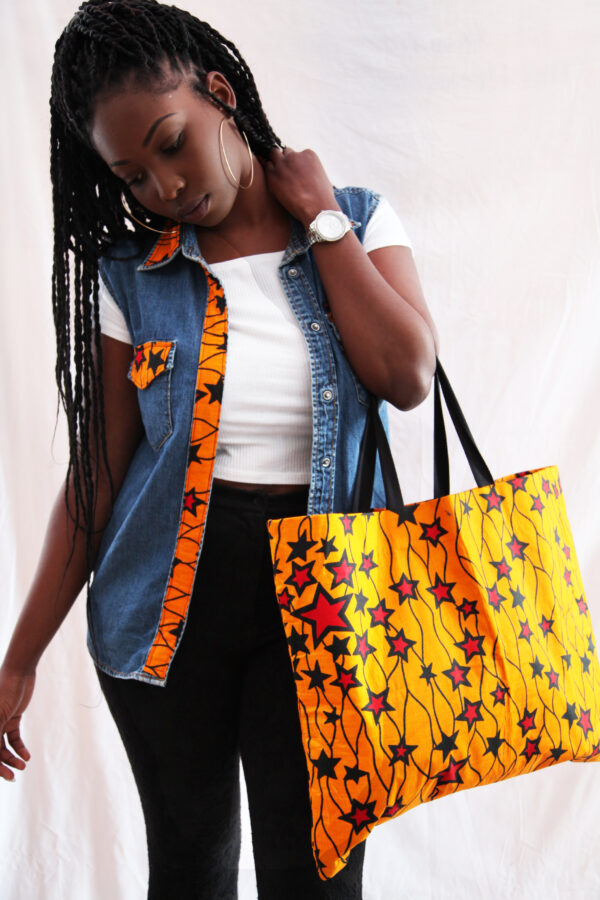 Yellow Star Shopping and Tote Bag - Image 2