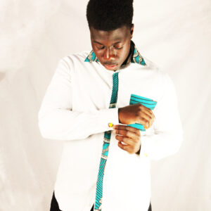 Turquoise Key Cuffed Long Sleeve Men's Shirts