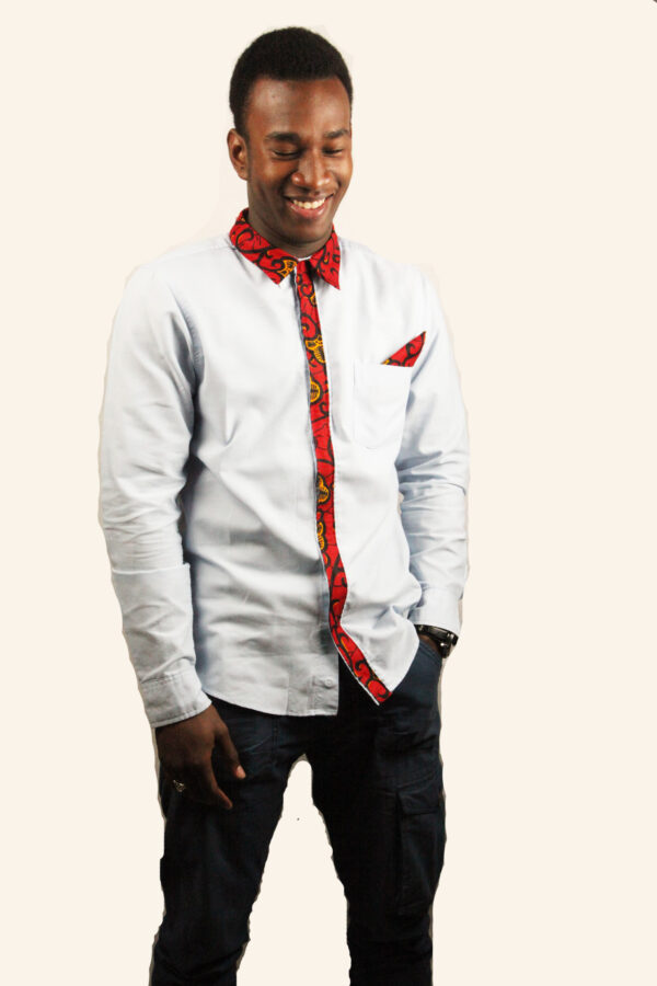 Red Leaf Cuffed Long Sleeve Men's Shirts - Image 2