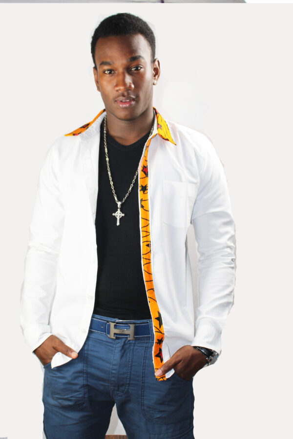 Yellow Star Cuffed Long Sleeve Men's Shirt - Image 2