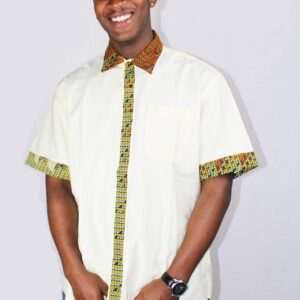 Brown Two-toned Short-Sleeve Men's Shirt