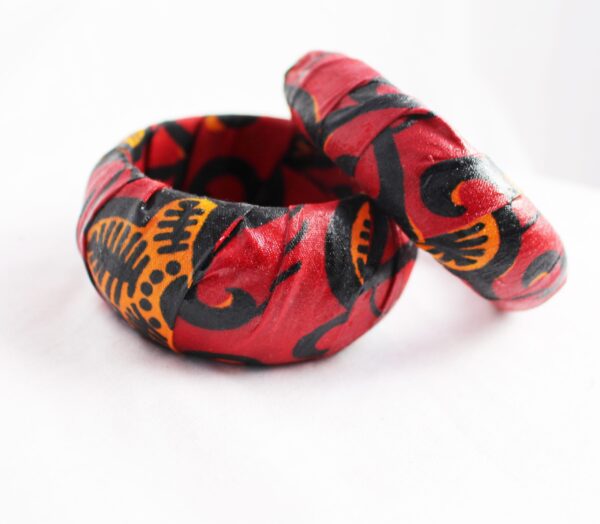 Red Leaf Ankara Bracelets