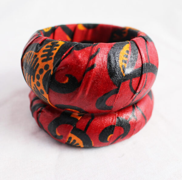 Red Leaf Ankara Bracelets - Image 2