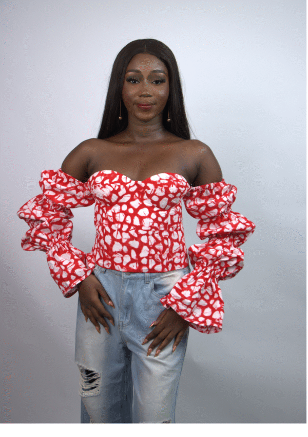 Corset top with marie sleeves