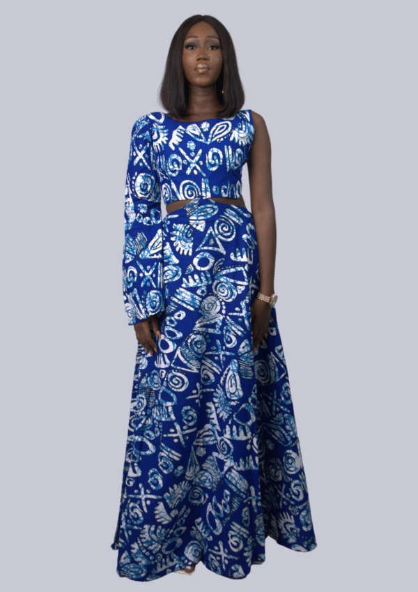 Single Sleeve Cut-out Maxi Dress